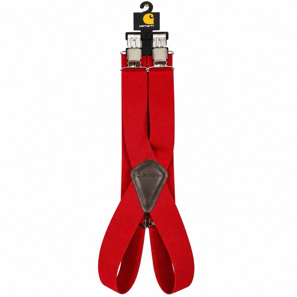 Carhartt Mens Red 52 Adjustable Suspenders Heavy Duty Clips Workwear NWT